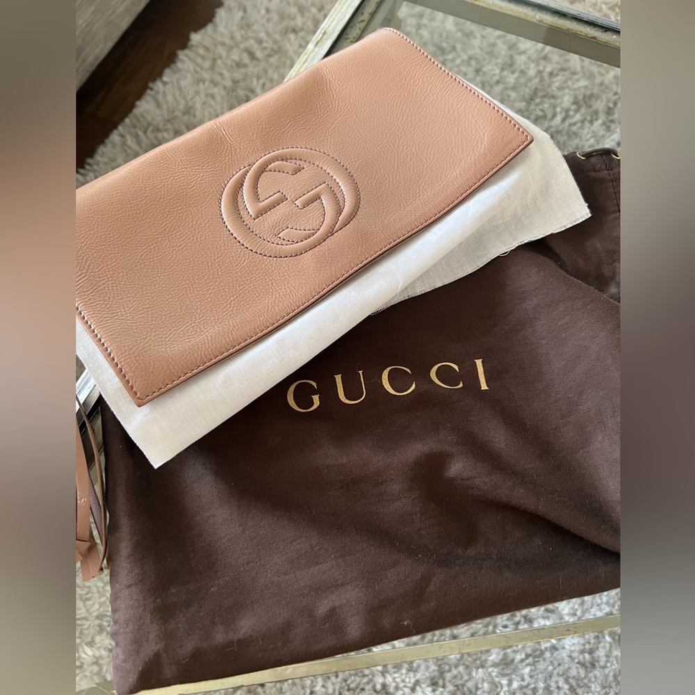 Gucci Pink Leather Clutch
